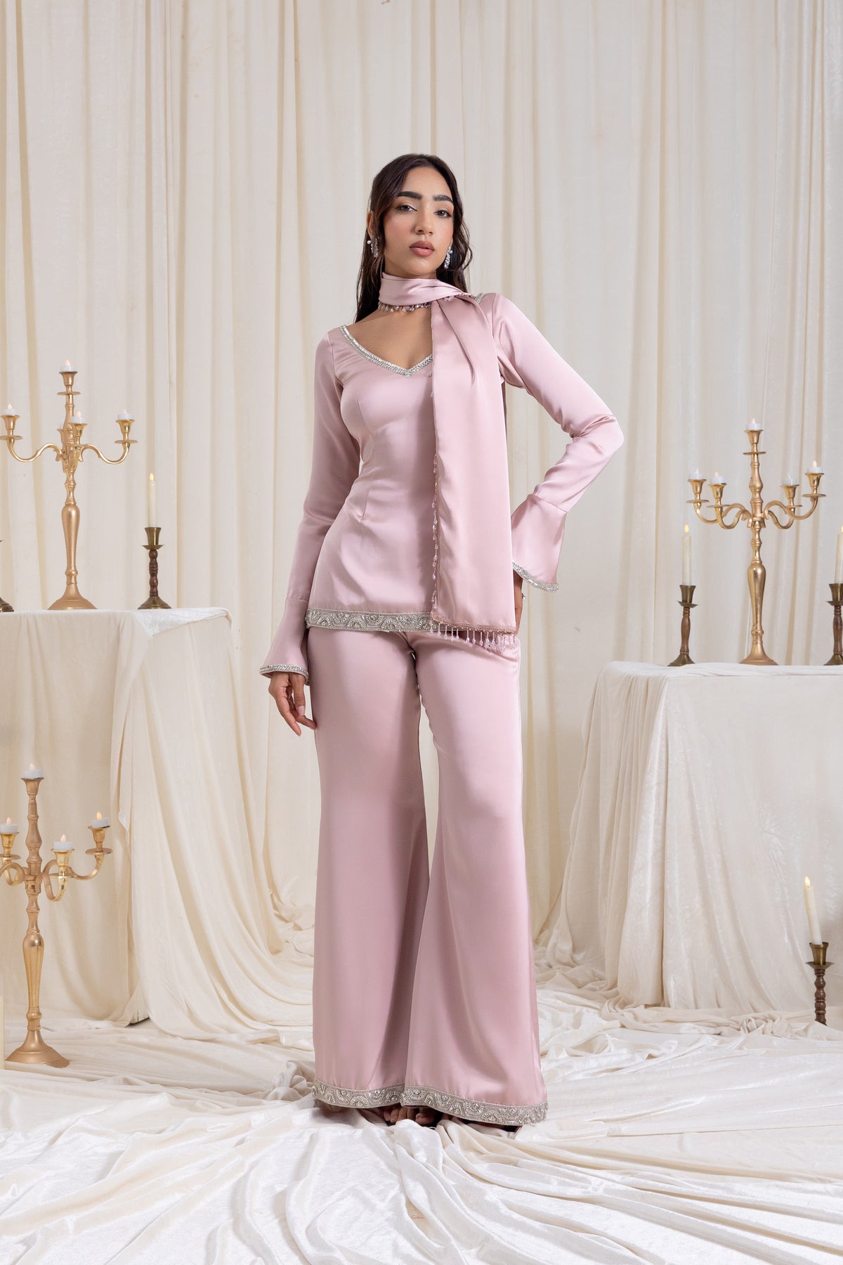 Ira V-neck Suit Set - Pink