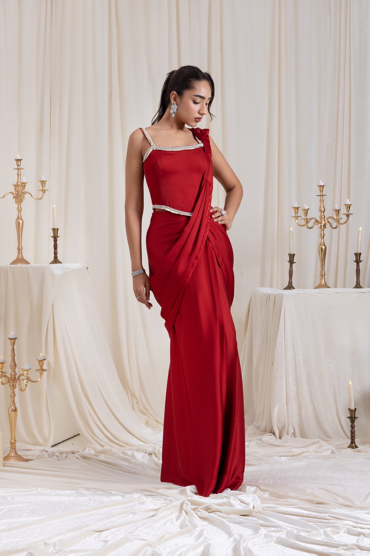 Mehr Corset SareeSet - Red