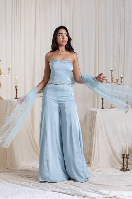 Adah Corset Sharara Set - Blue