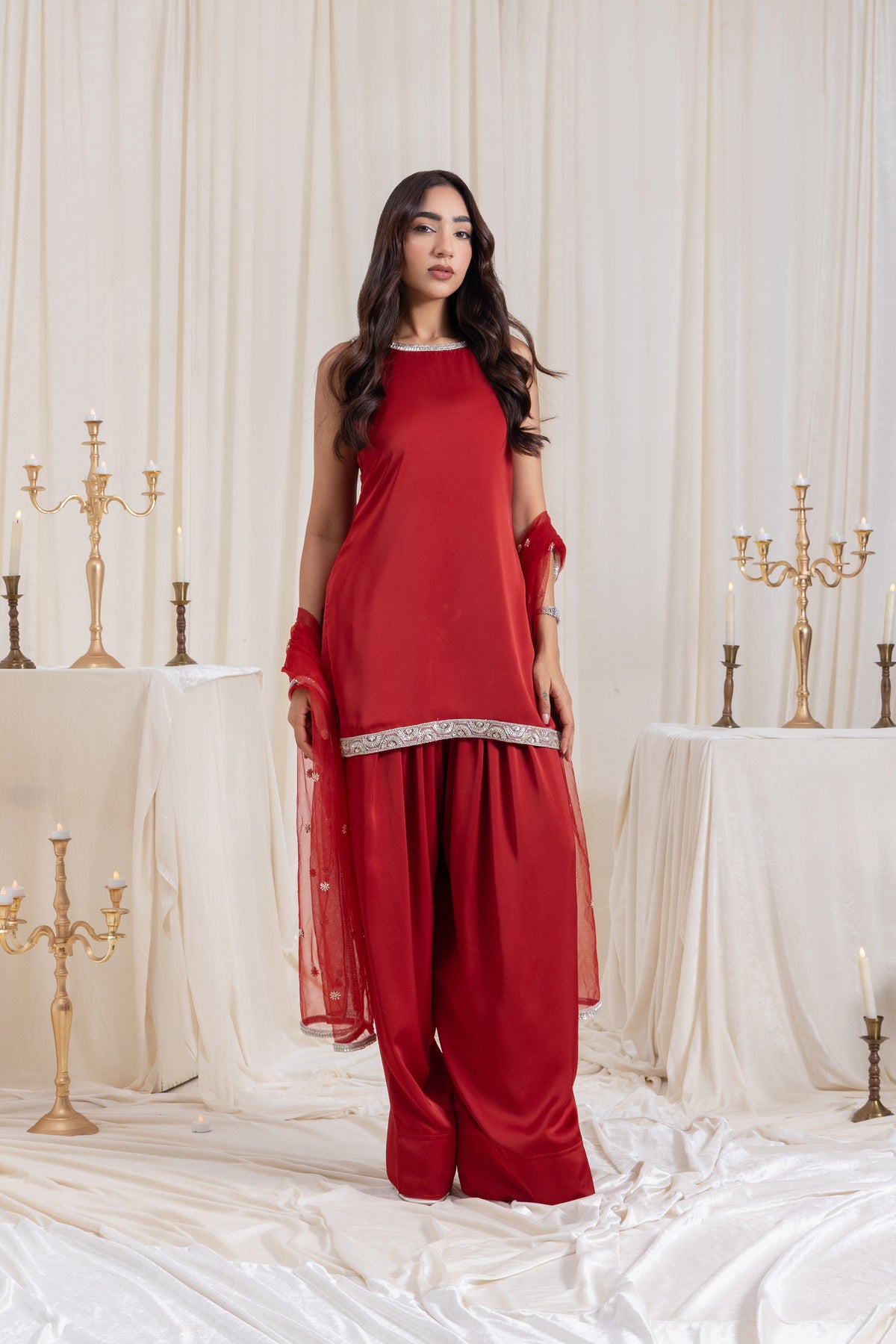 Naaz Farshi Salwar Set - Red