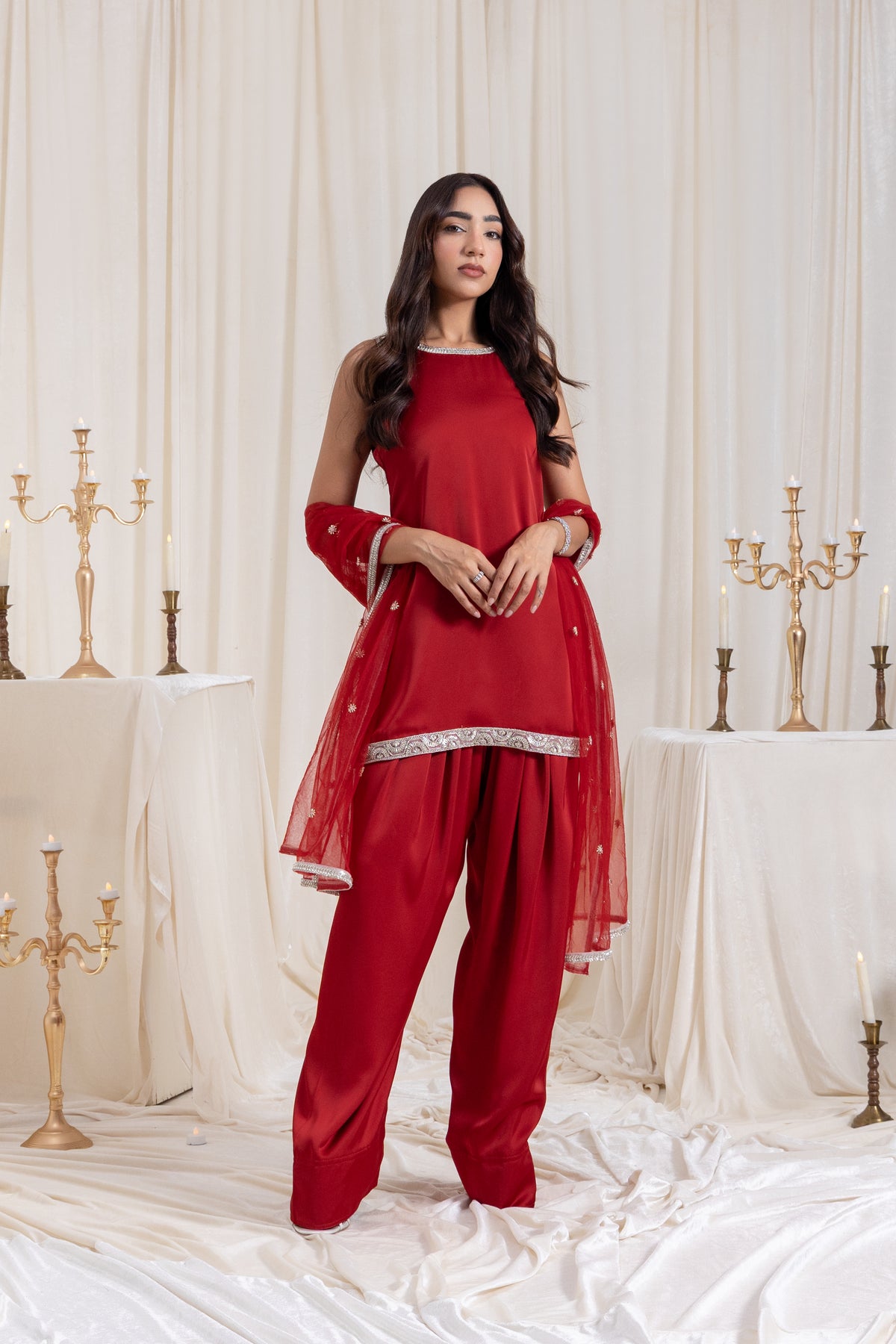Naaz Farshi Salwar Set - Red