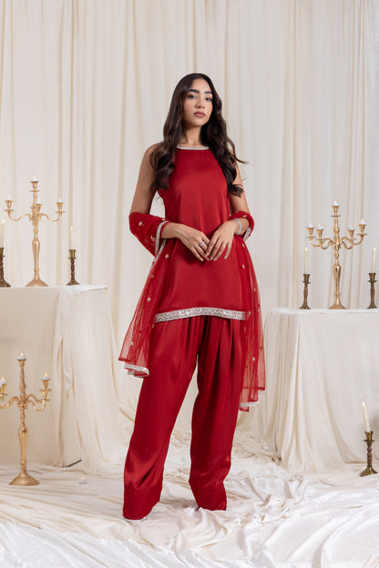Naaz Farshi Salwar Set - Red