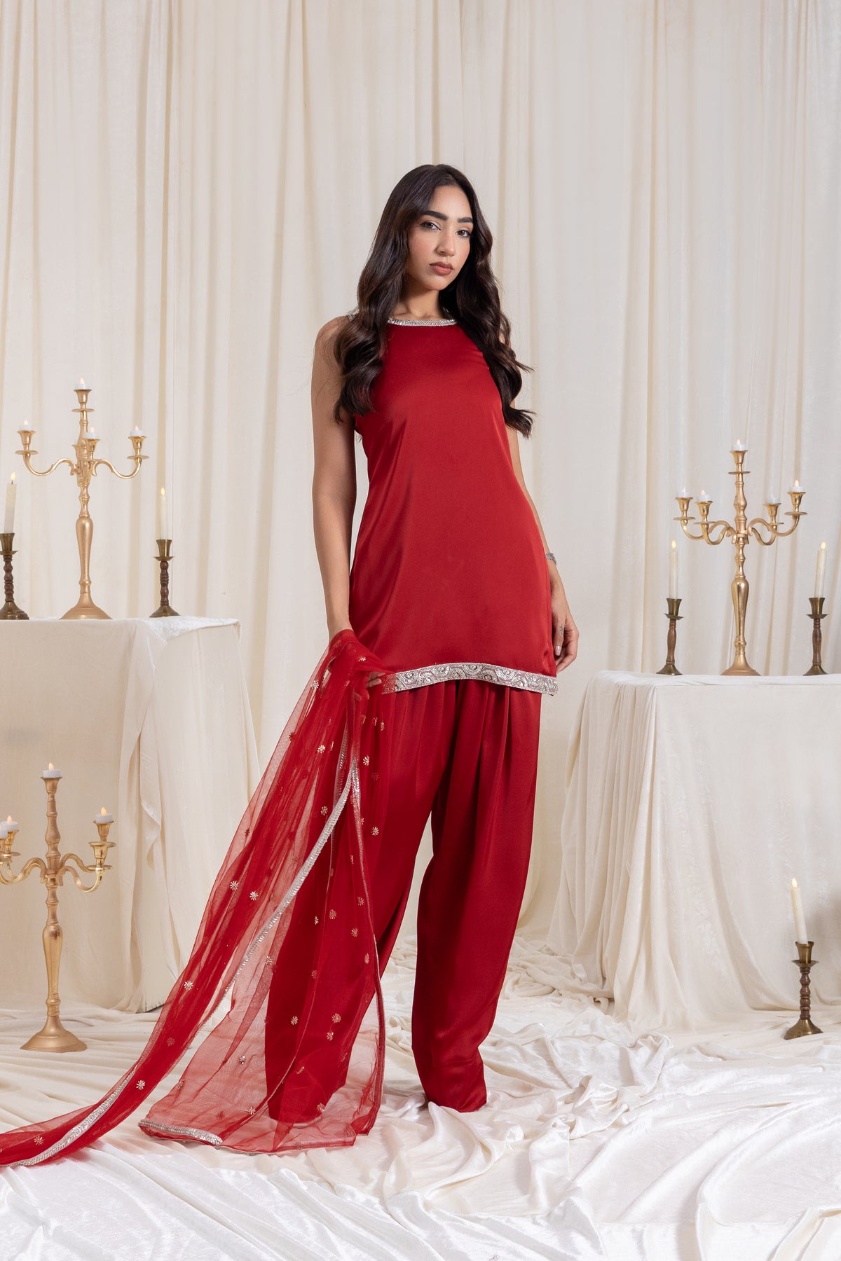 Naaz Farshi Salwar Set - Red