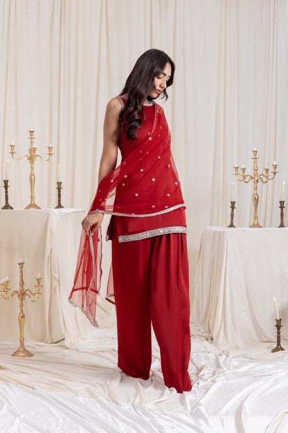 Naaz Farshi Salwar Set - Red