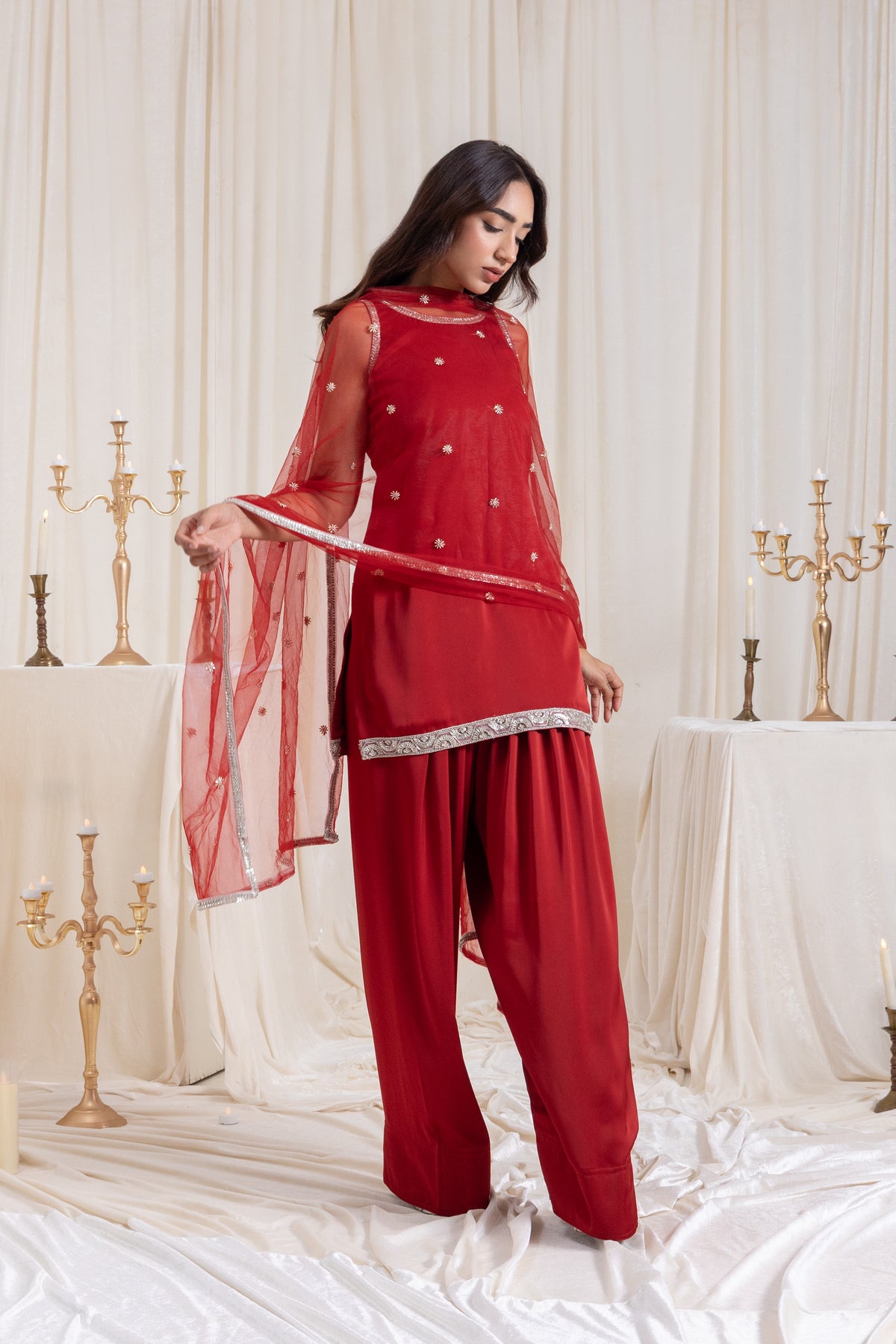 Naaz Farshi Salwar Set - Red