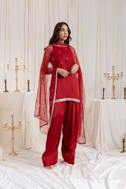 Naaz Farshi Salwar Set - Red