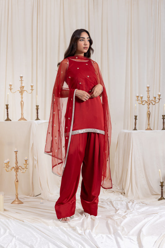 Naaz Farshi Salwar Set - Red