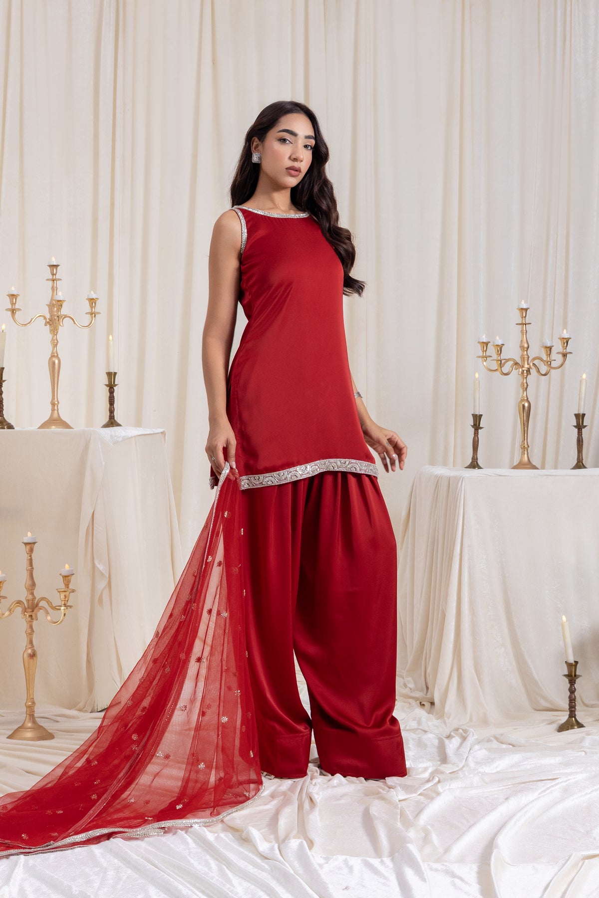 Naaz Farshi Salwar Set - Red