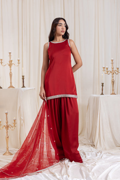 Naaz Farshi Salwar Set - Red