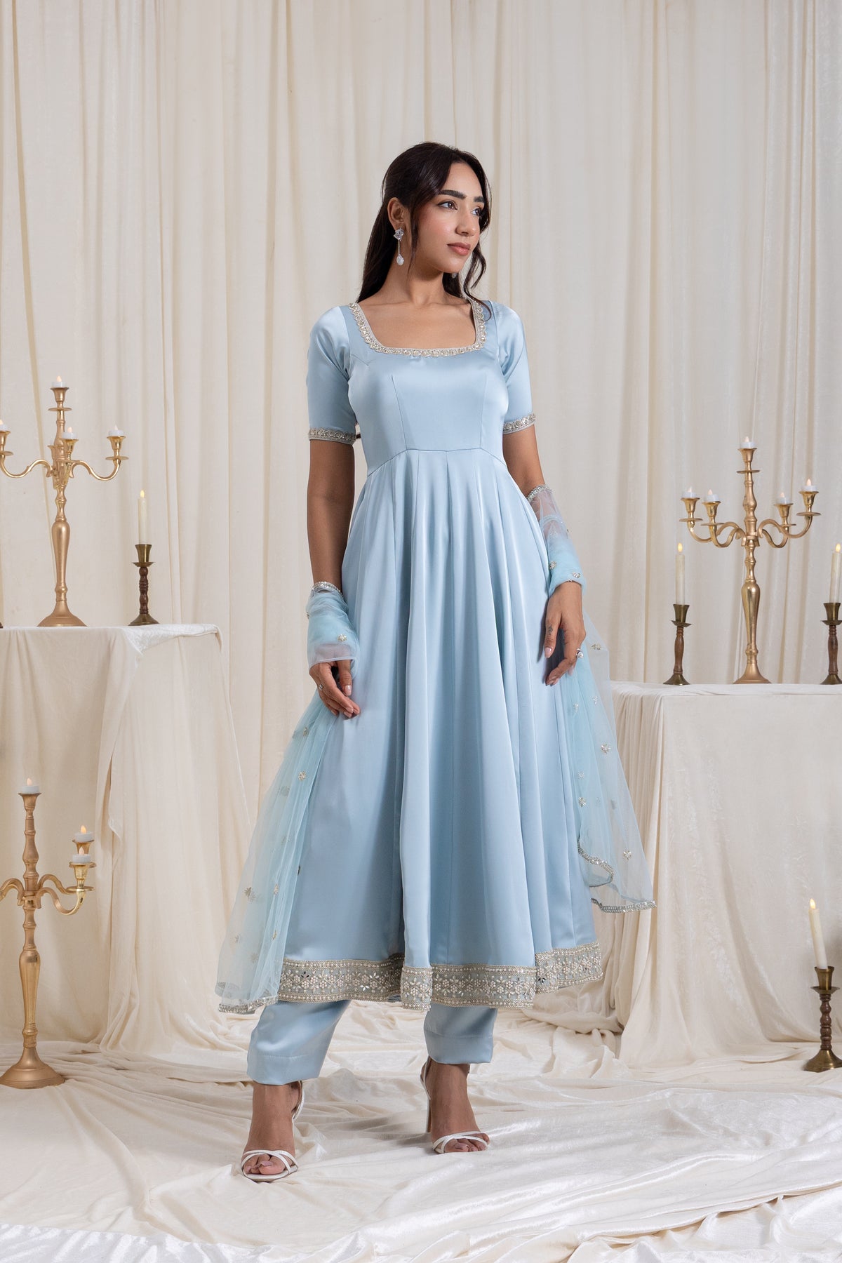 Sehar Anarkali Suit Set - Blue