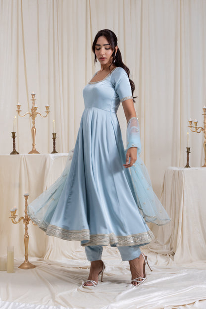 Sehar Anarkali Suit Set - Blue