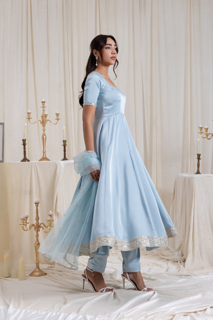 Sehar Anarkali Suit Set - Blue