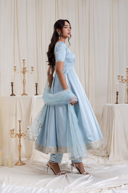 Sehar Anarkali Suit Set - Blue