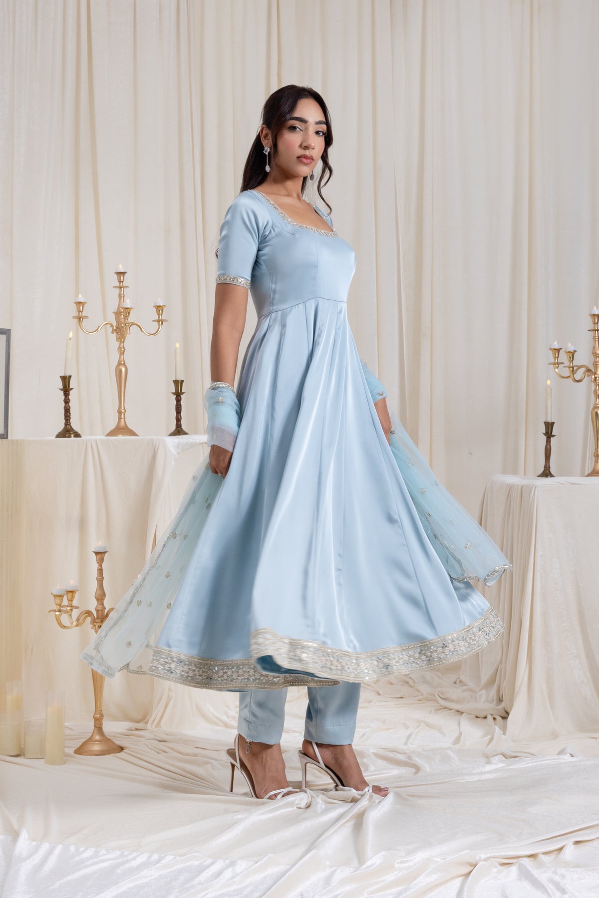 Sehar Anarkali Suit Set - Blue