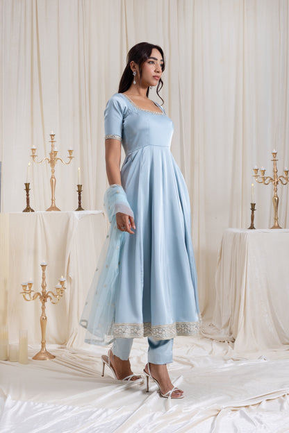 Sehar Anarkali Suit Set - Blue