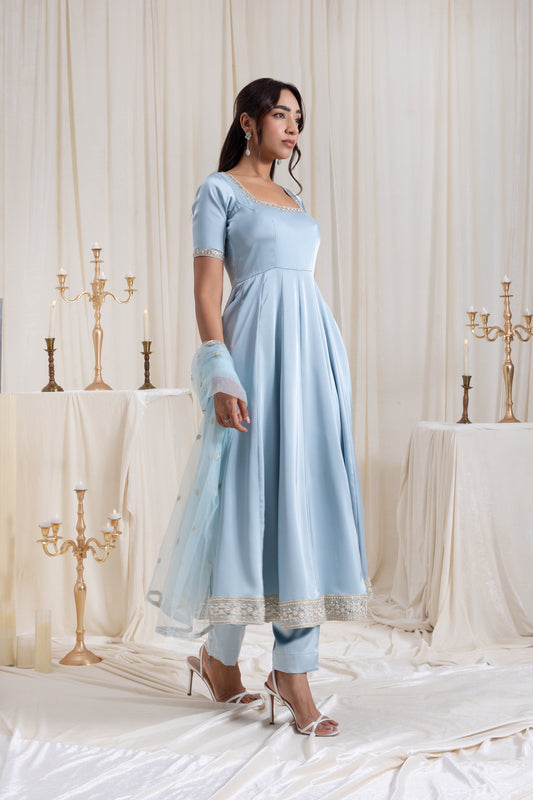 Sehar Anarkali Suit Set - Blue