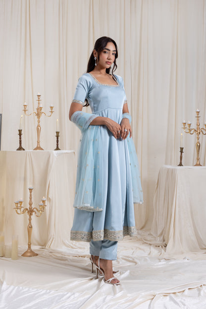 Sehar Anarkali Suit Set - Blue