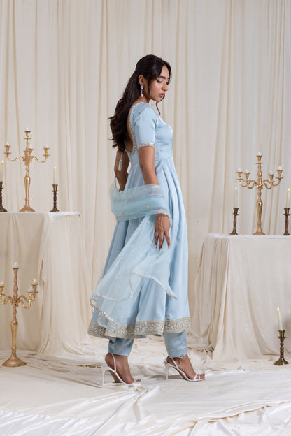 Sehar Anarkali Suit Set - Blue