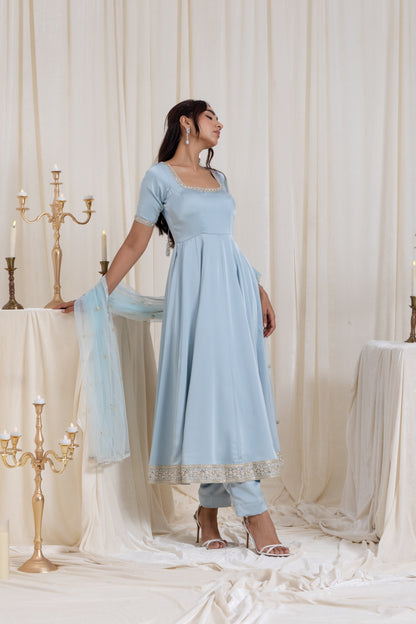 Sehar Anarkali Suit Set - Blue