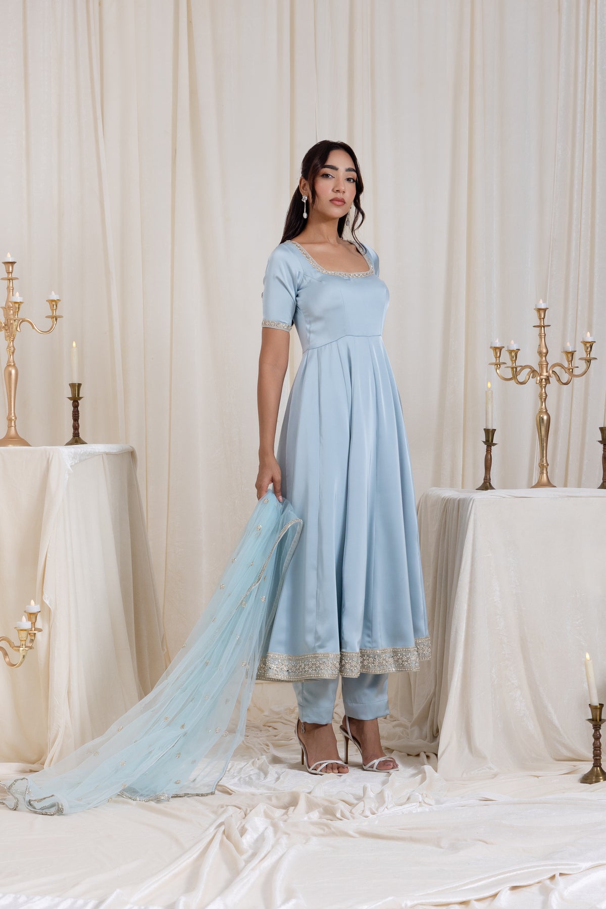 Sehar Anarkali Suit Set - Blue