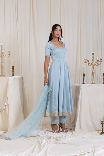 Sehar Anarkali Suit Set - Blue