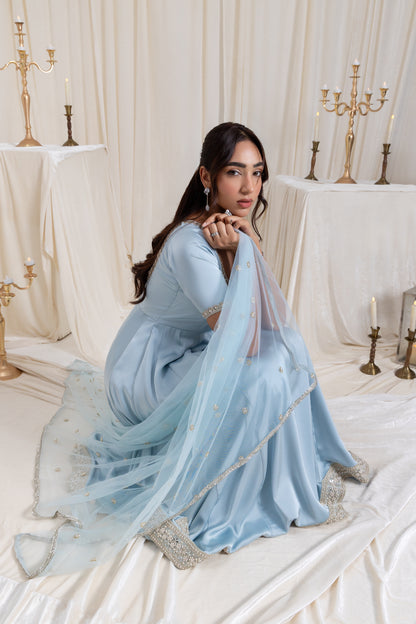 Sehar Anarkali Suit Set - Blue