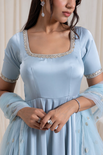 Sehar Anarkali Suit Set - Blue