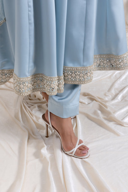 Sehar Anarkali Suit Set - Blue