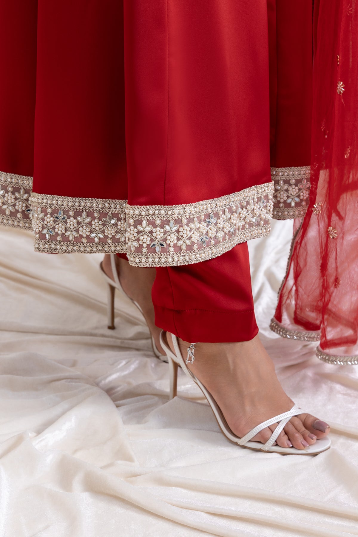 Sehar Anarkali Suit Set - Red