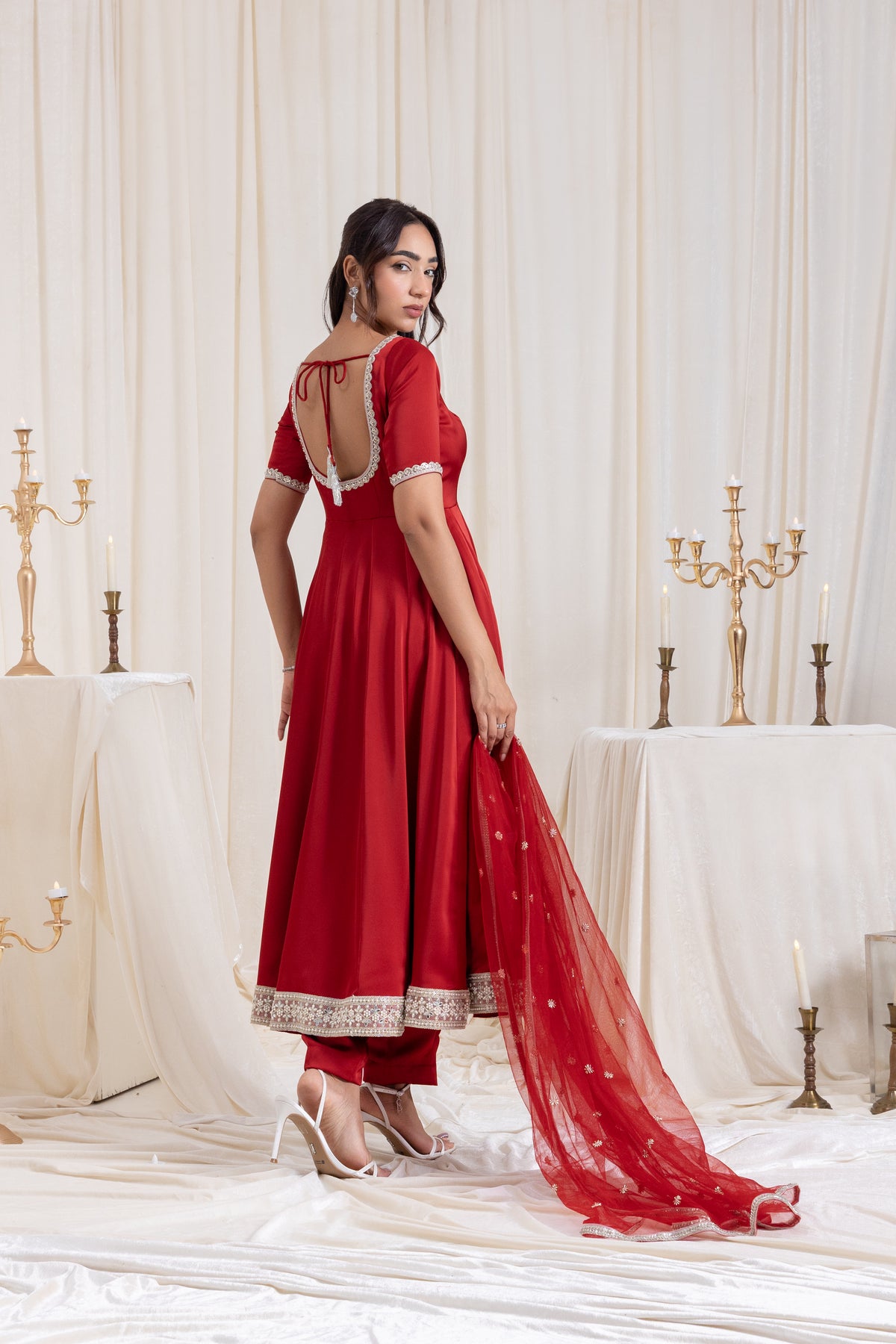 Sehar Anarkali Suit Set - Red