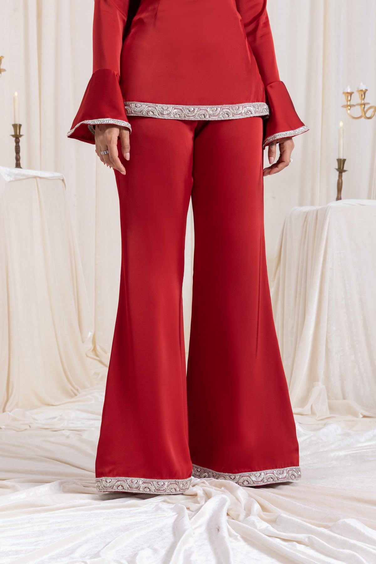Ira V-neck Suit Set - Red
