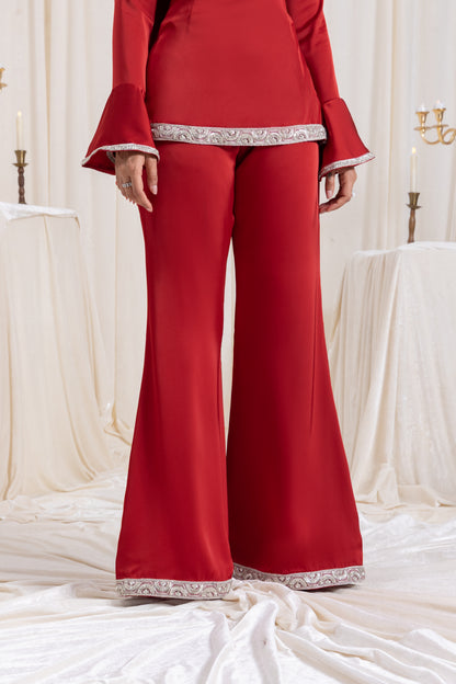 Ira V-neck Suit Set - Red