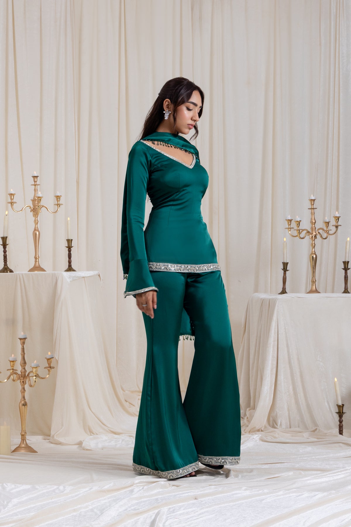 Ira V-neck Suit Set - Green
