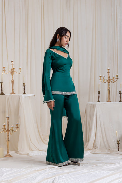 Ira V-neck Suit Set - Green