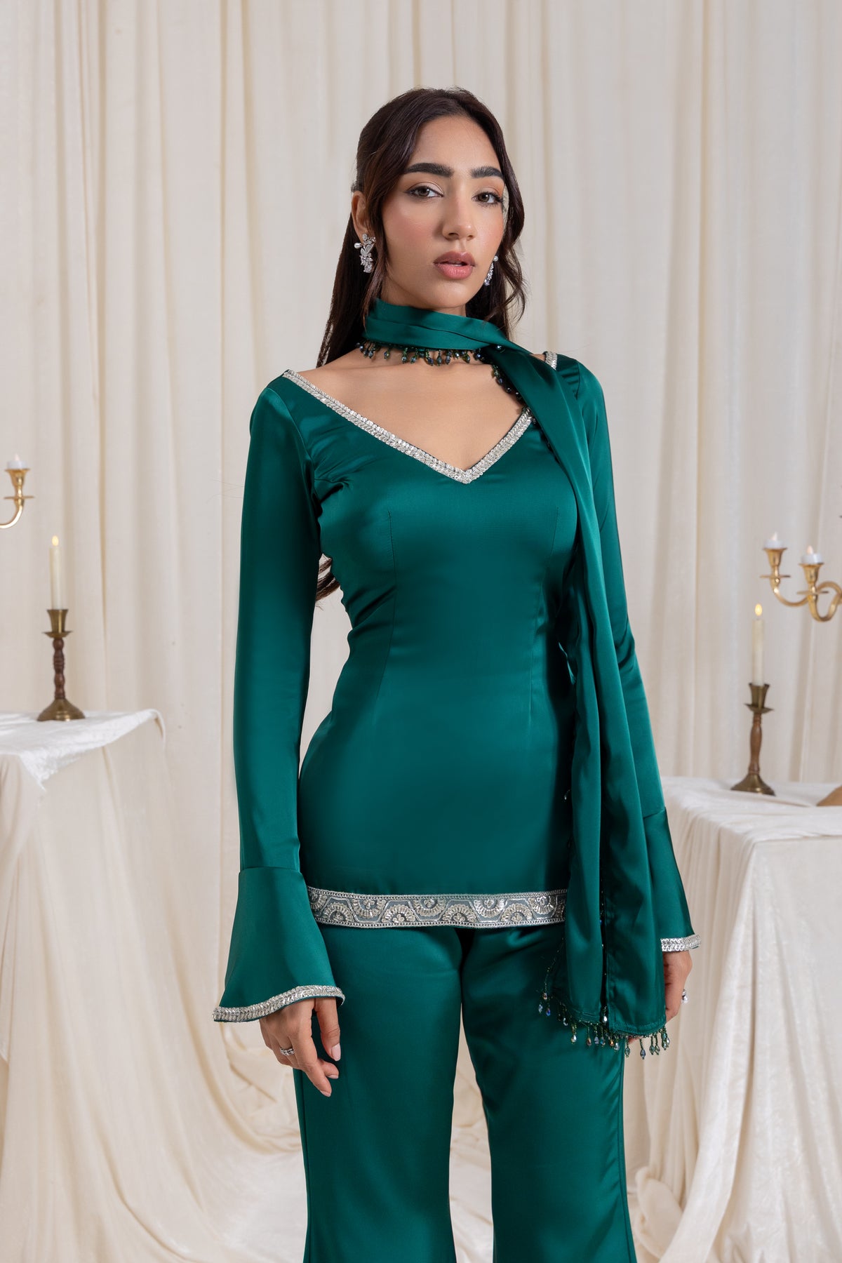 Ira V-neck Suit Set - Green