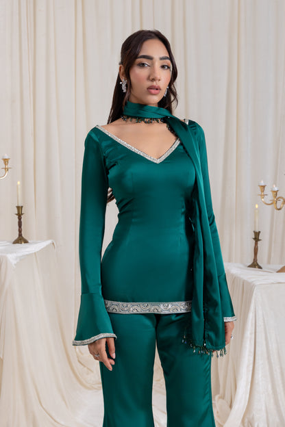 Ira V-neck Suit Set - Green