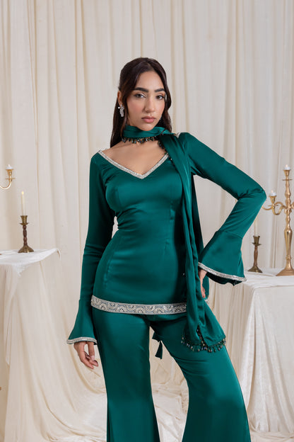 Ira V-neck Suit Set - Green
