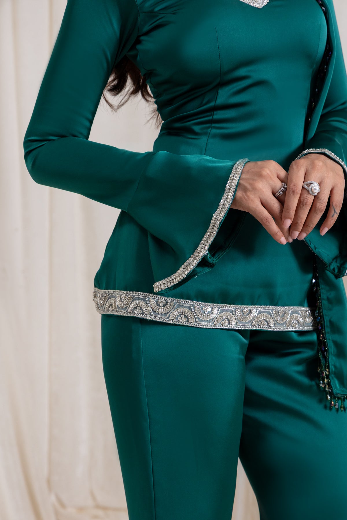 Ira V-neck Suit Set - Green