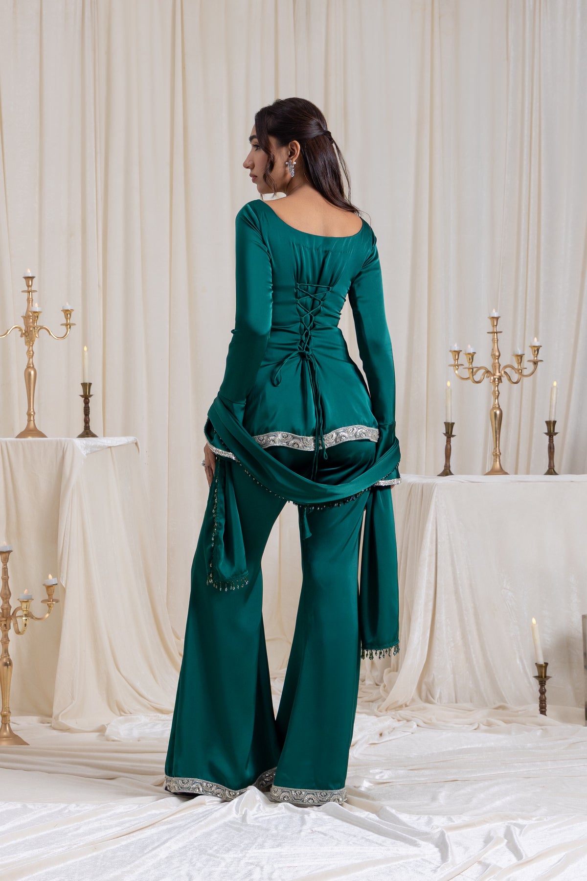 Ira V-neck Suit Set - Green