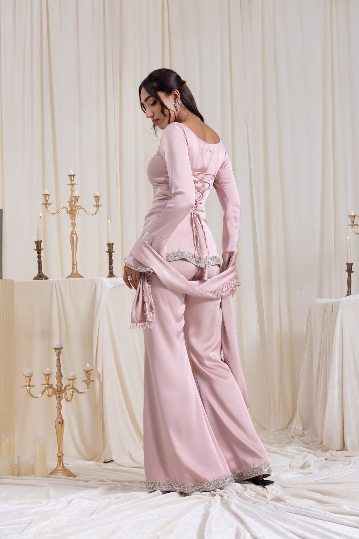 Ira V-neck Suit Set - Pink