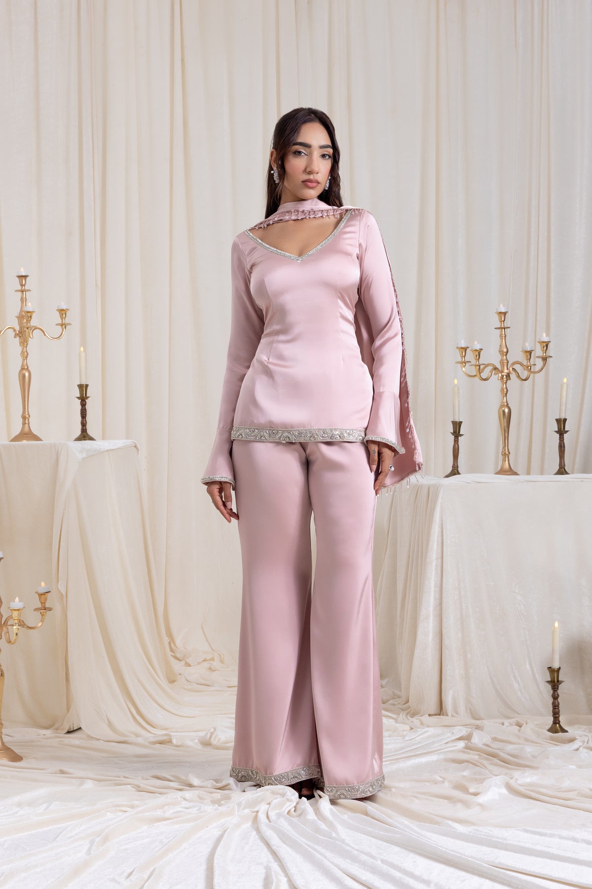 Ira V-neck Suit Set - Pink