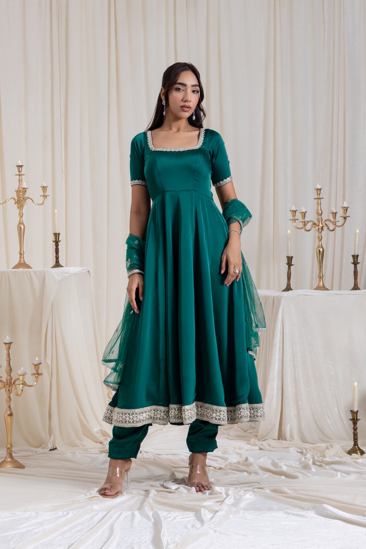 Sehar Anarkali Suit Set - Green
