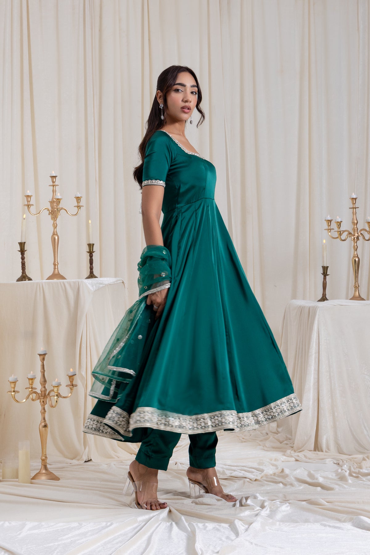 Sehar Anarkali Suit Set - Green