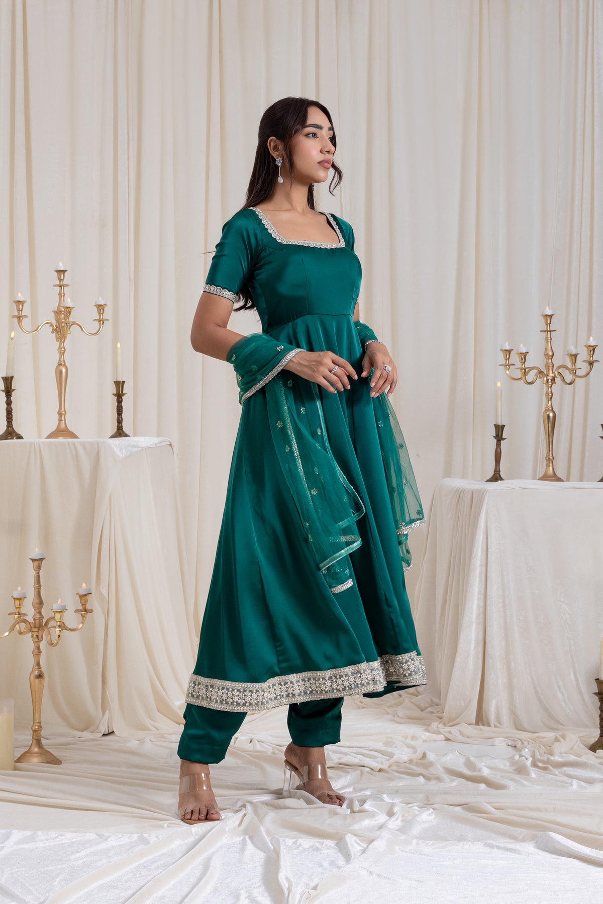 Sehar Anarkali Suit Set - Green