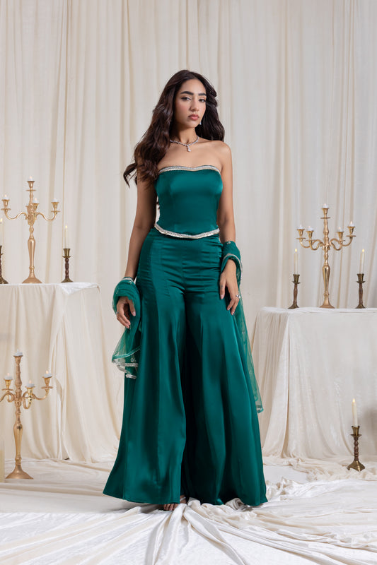 Adah Corset Sharara Set - Green