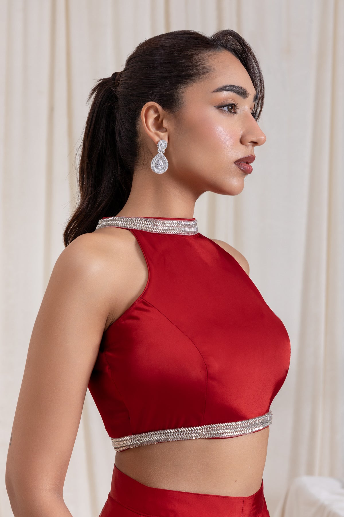 Noor Drape SkirtSet - Red