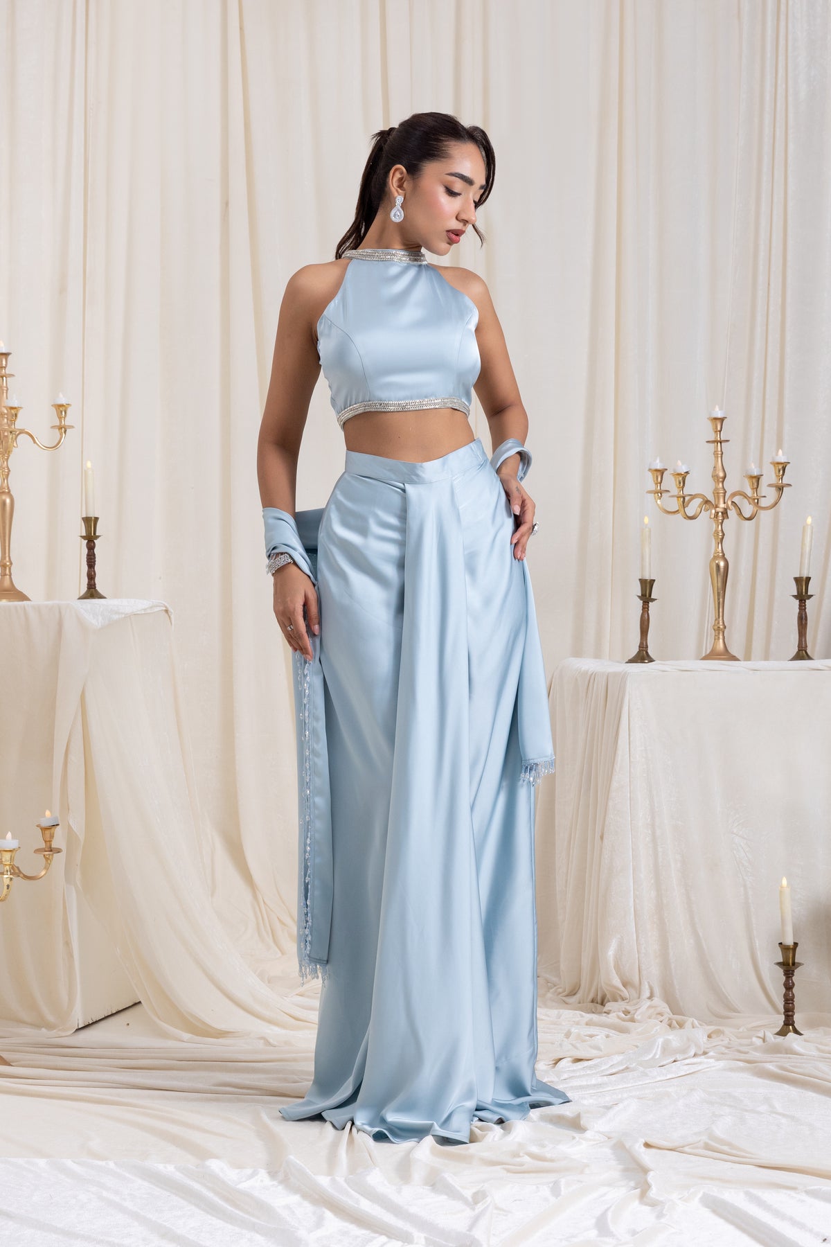 Noor Drape SkirtSet - Blue
