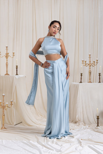 Noor Drape SkirtSet - Blue