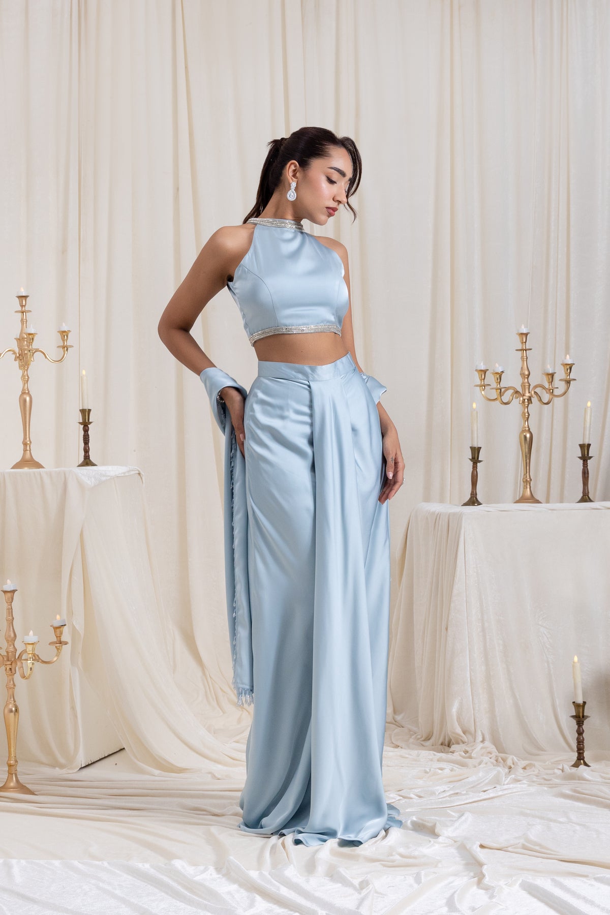 Noor Drape SkirtSet - Blue