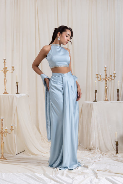 Noor Drape SkirtSet - Blue